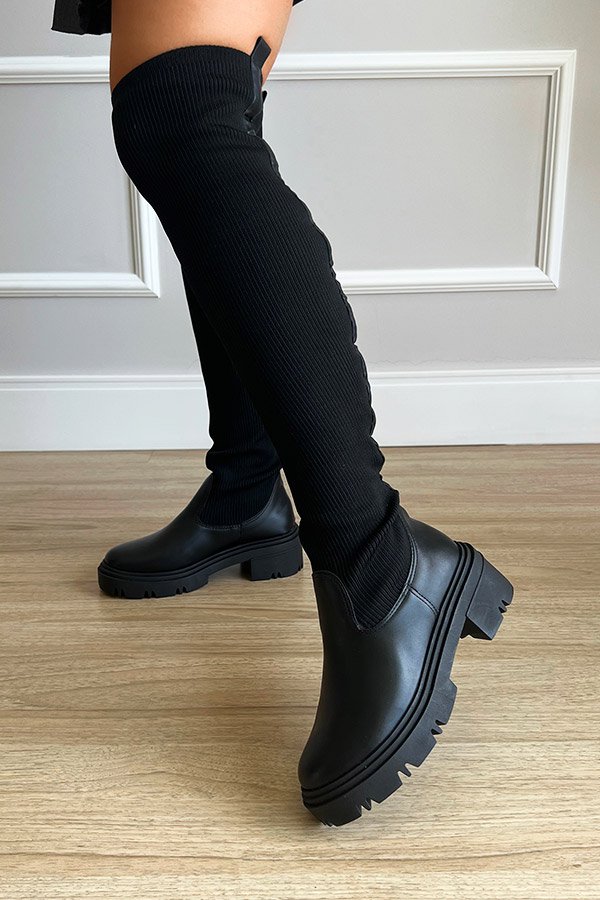 Bota Meia Over Feminina Tratorada Jordana Preto