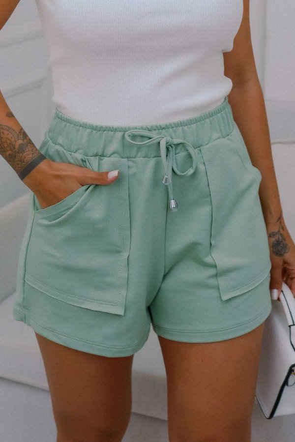 SHORTS FEMININO MOLECOTTON COM BOLSOS LOLI VERDE ERVA DOCE
