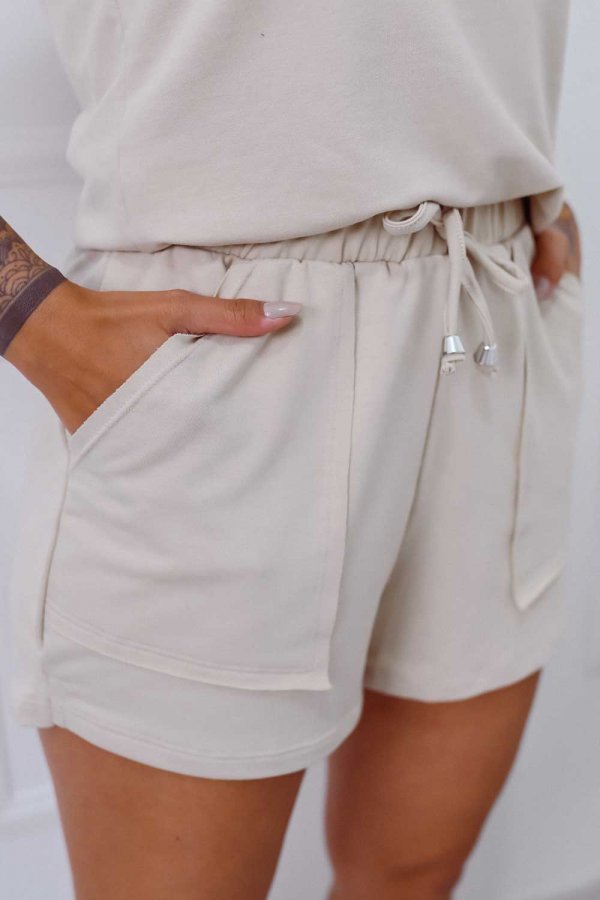 SHORTS FEMININO MOLECOTTON COM BOLSOS LOLI AREIA