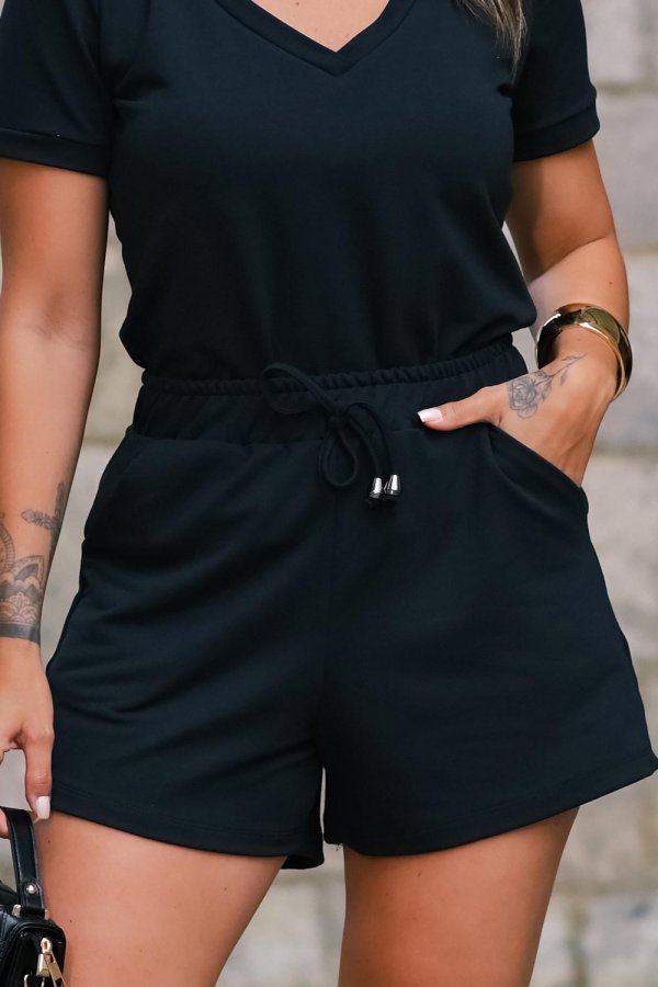 SHORTS FEMININO MOLECOTTON COM BOLSOS LOLI PRETO