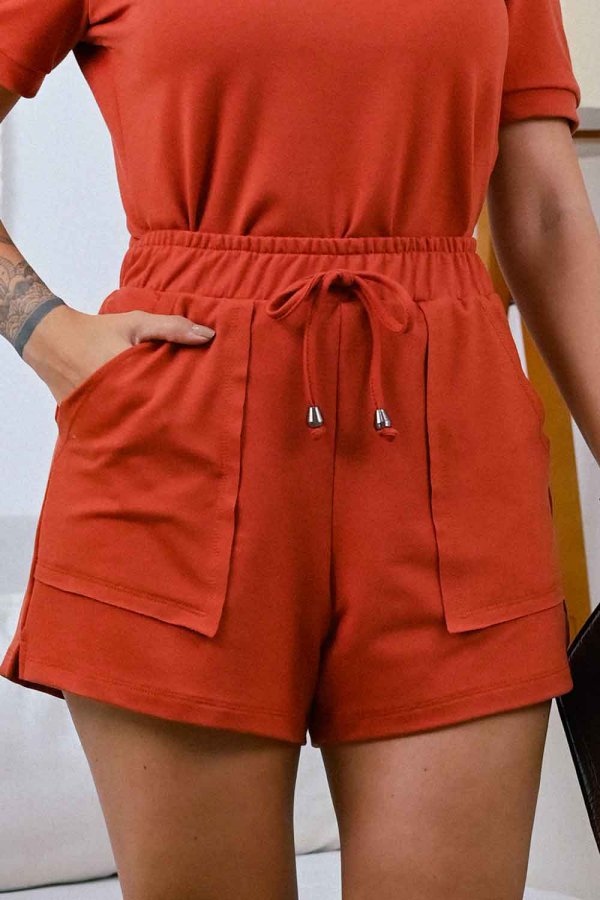SHORTS FEMININO MOLECOTTON COM BOLSOS LOLI TERRACOTA
