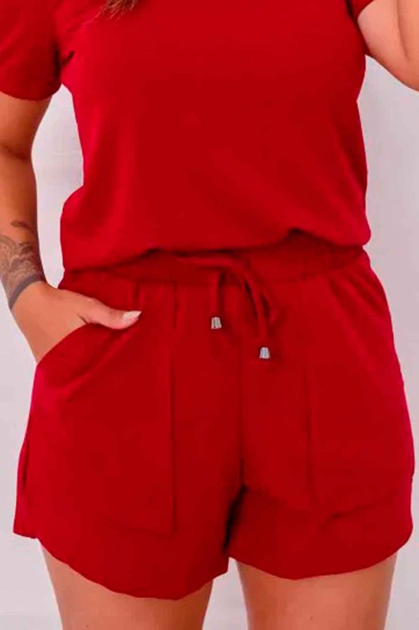 SHORTS FEMININO MOLECOTTON COM BOLSOS LOLI BORDO