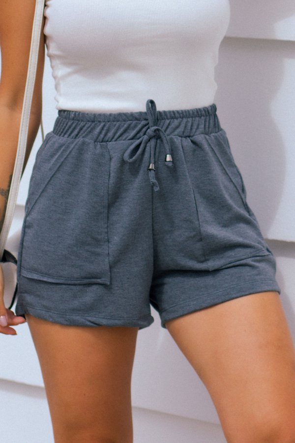 SHORTS FEMININO MOLECOTTON COM BOLSOS LOLI GRAFITE