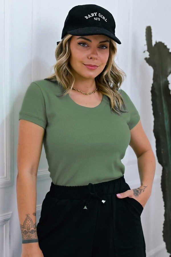 BLUSA FEMININA DE RIBANA DENISE VERDE MILITAR