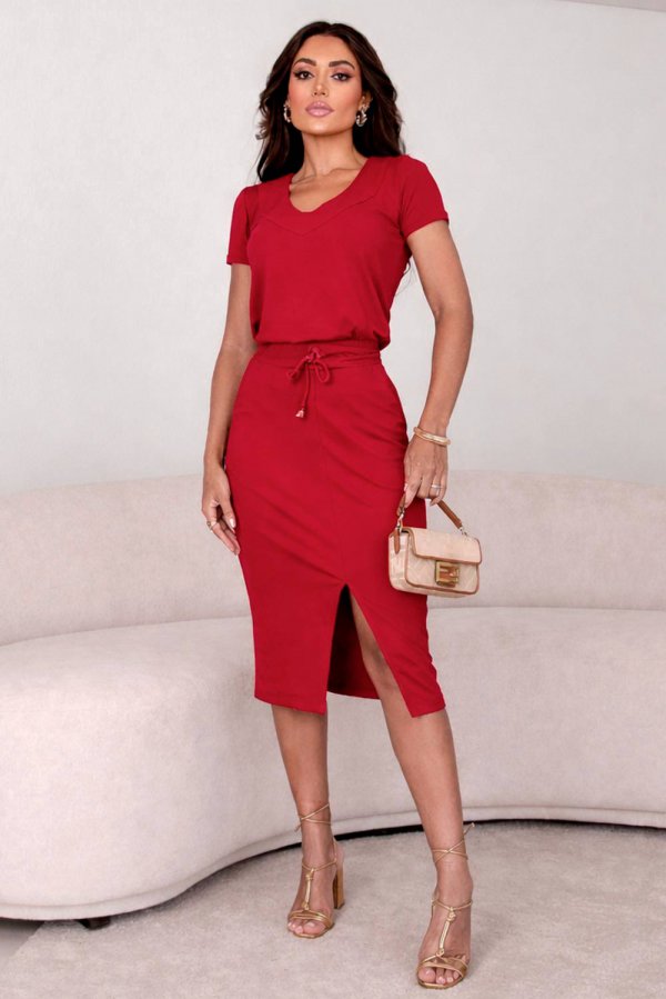 CONJUNTO DE MOLECOTTON COM SAIA MIDI FIFI BORDO