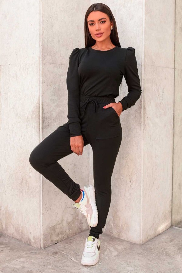 CONJUNTO FEMININO MOLECOTTON LONGO LOLITA PRETO