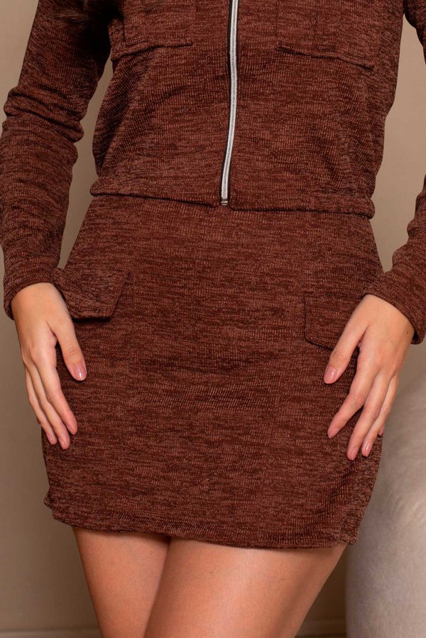 SHORTS SAIA TEXTURIZADO PREMIUM LIANDRA MARROM