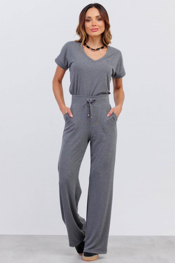 CONJUNTO FEMININO CANELADO MERY GRAFITE