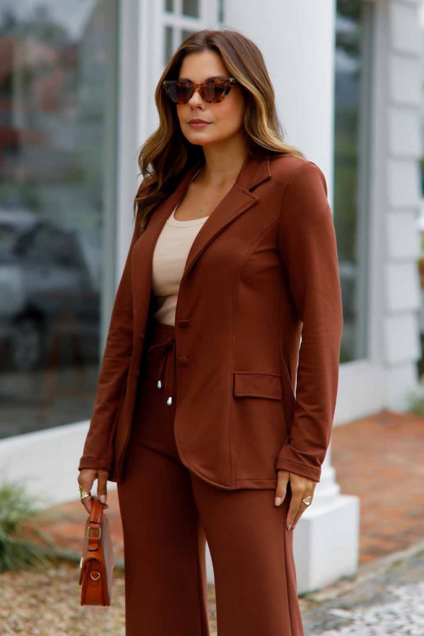 BLAZER DE MOLECOTTON ANA LIA MARROM