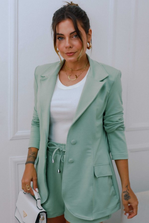 BLAZER DE MOLECOTTON ANA LIA VERDE ERVA DOCE