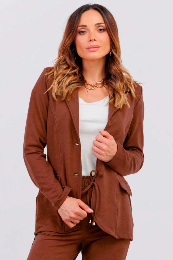 BLAZER DE MOLECOTTON ANA LIA MARROM