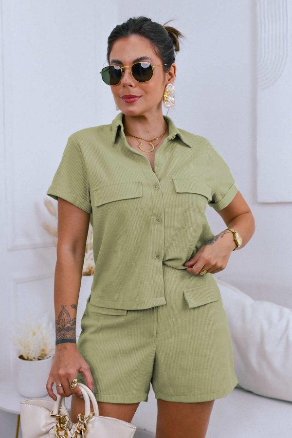 CONJUNTO FEMININO TEXTURIZADO DAIANE VERDE