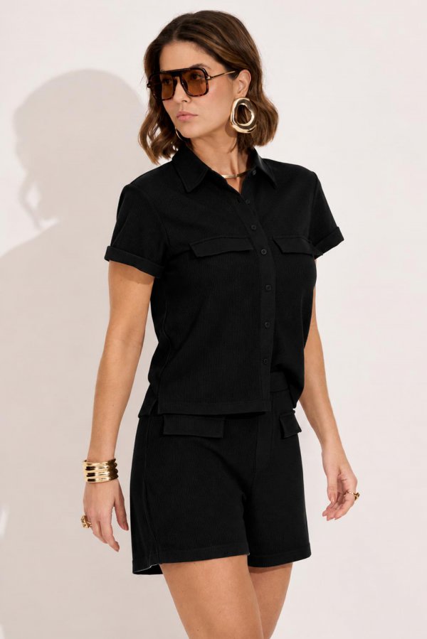CONJUNTO FEMININO TEXTURIZADO DAIANE PRETO