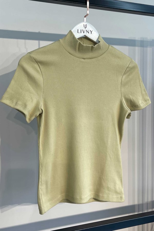 BLUSA FEMININA DE RIBANA COM GOLA ALTA MARGARIDA