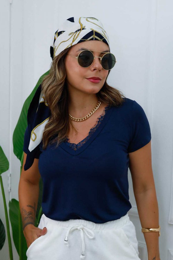 BLUSA FEMININA VISCOLYCRA COM RENDA SIMONE MARINHO