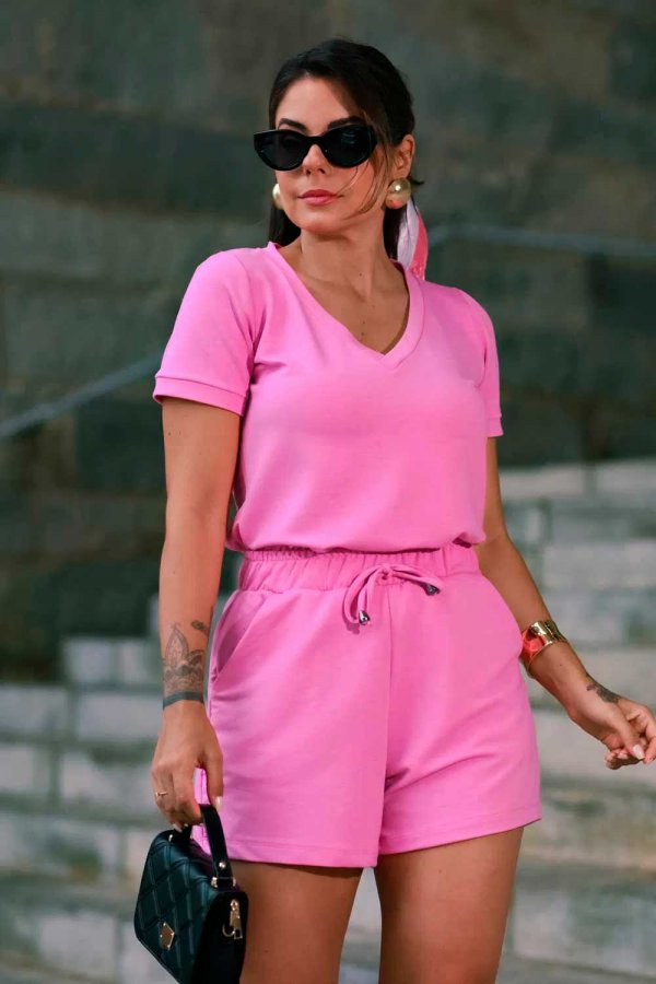 CONJUNTO FEMININO MOLECOTTON LAINE ROSA CHICLETE