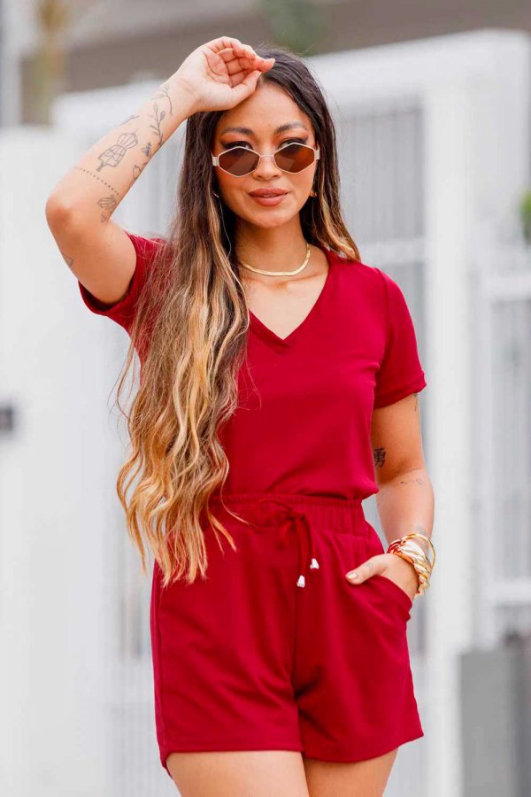 CONJUNTO FEMININO MOLECOTTON LAINE BORDO