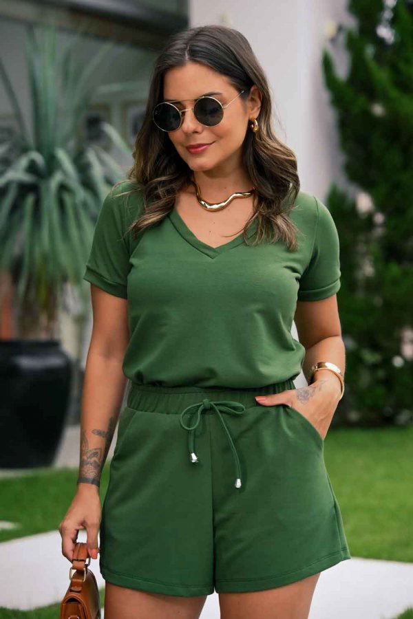 CONJUNTO FEMININO MOLECOTTON LAINE VERDE MILITAR