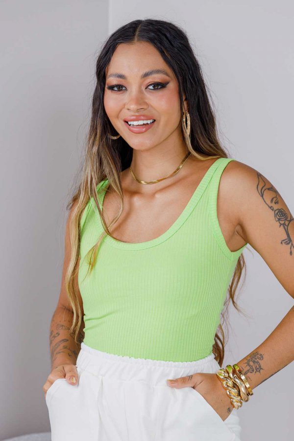 REGATA FEMININA CANELADA REBECA VERDE LIMAO