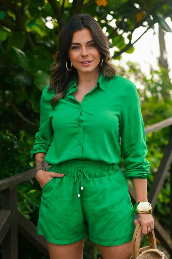 CONJUNTO FEMININO VISCOSE SELENA VERDE BANDEIRA