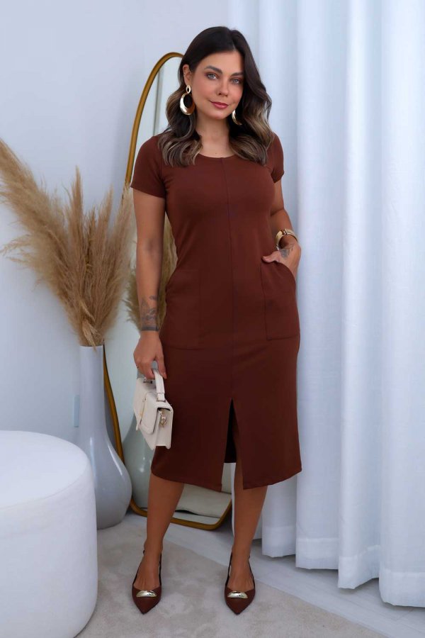 VESTIDO MOLECOTTON AYLA MARROM