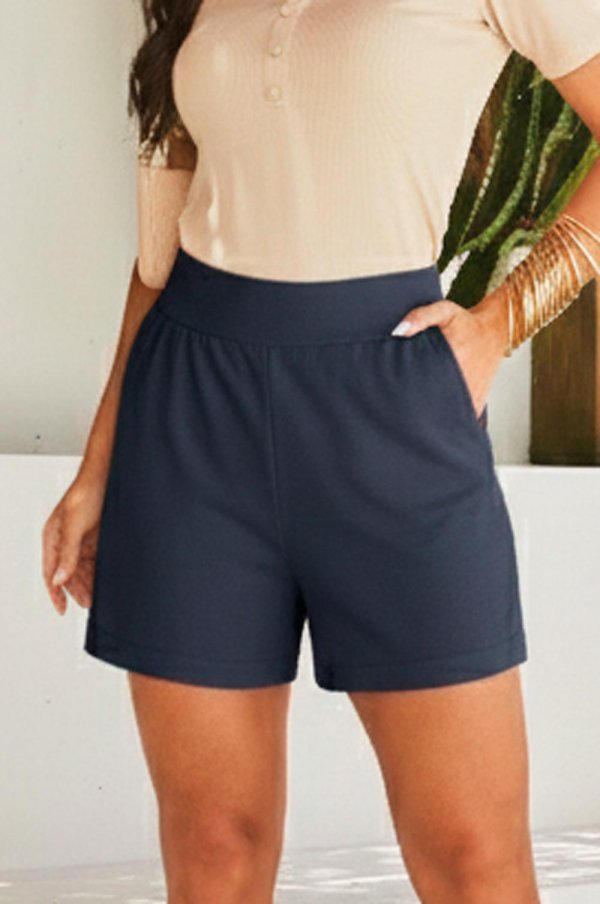 SHORTS VISCOLYCRA CAROLINE AZUL MARINHO
