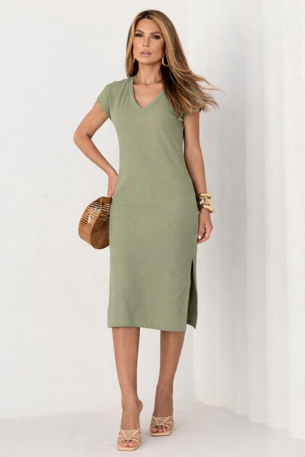 VESTIDO MIDI TEXTURIZADO AURORA VERDE