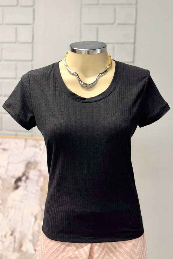 BLUSA FEMININA CANELADA PRETO
