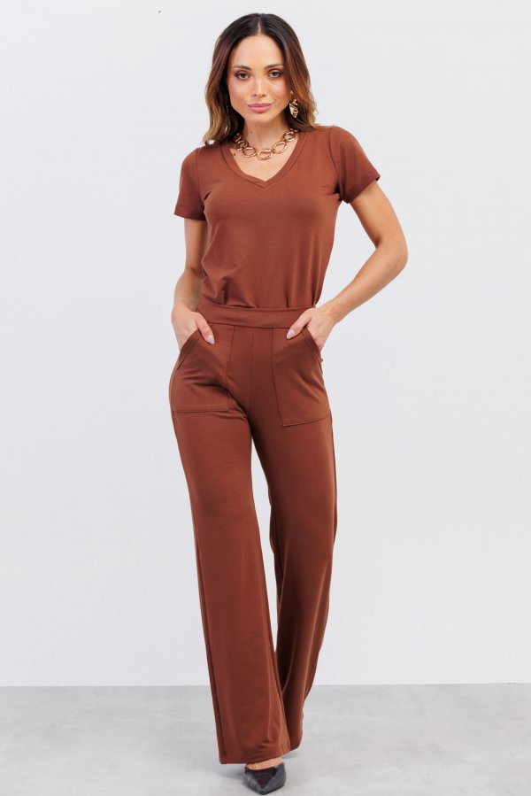 CONJUNTO FEMININO MOLECOTTON MEG MARROM