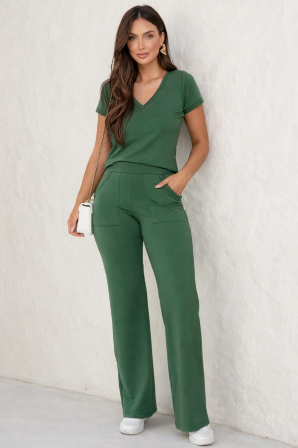 CONJUNTO FEMININO MOLECOTTON MEG VERDE MILITAR