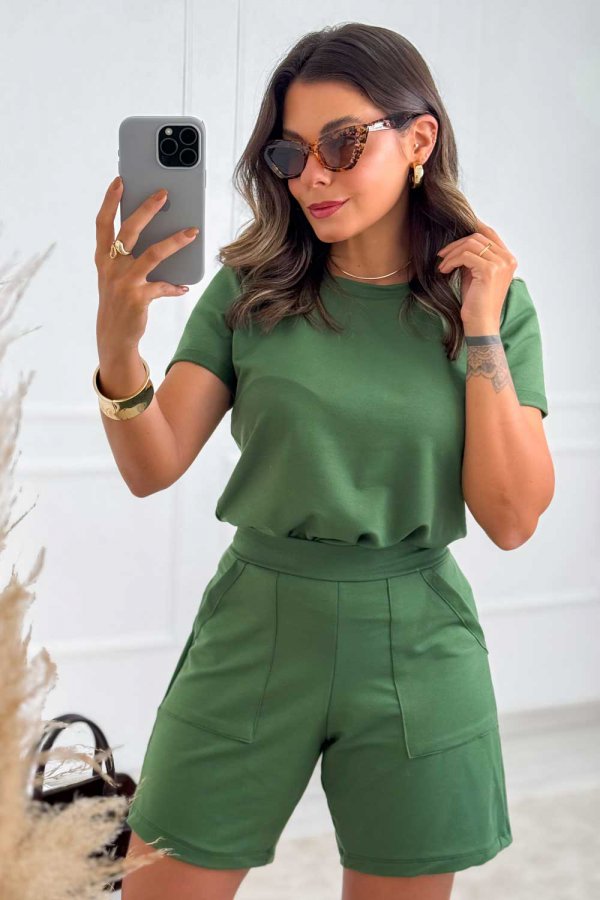 CONJUNTO FEMININO MOLECOTTON VALRIA VERDE MILITAR