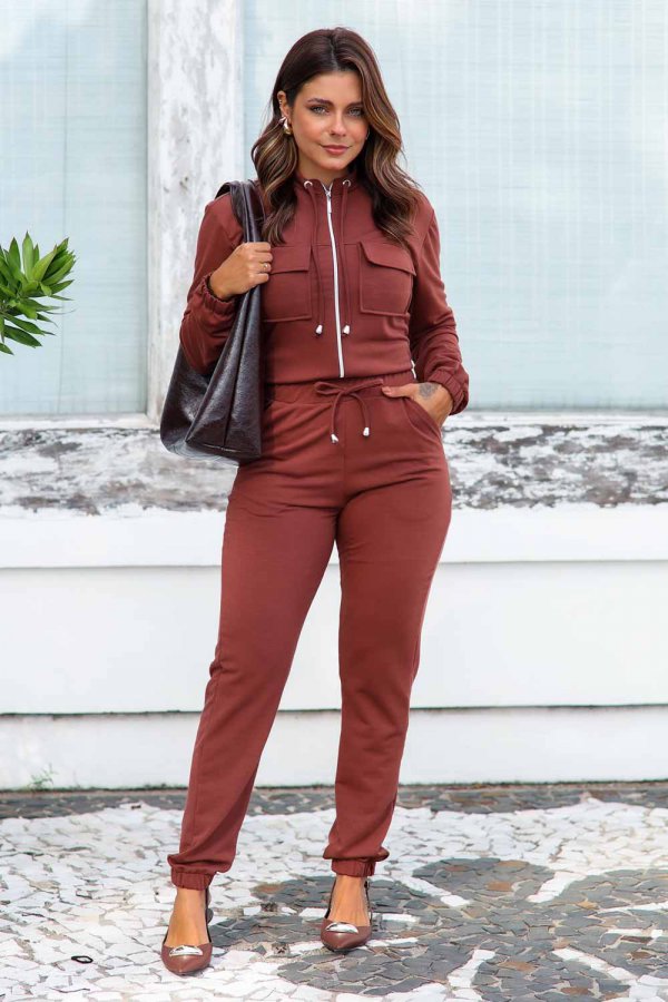 CONJUNTO FEMININO MOLECOTTON JANICE MARROM MOCHA MOUSSE