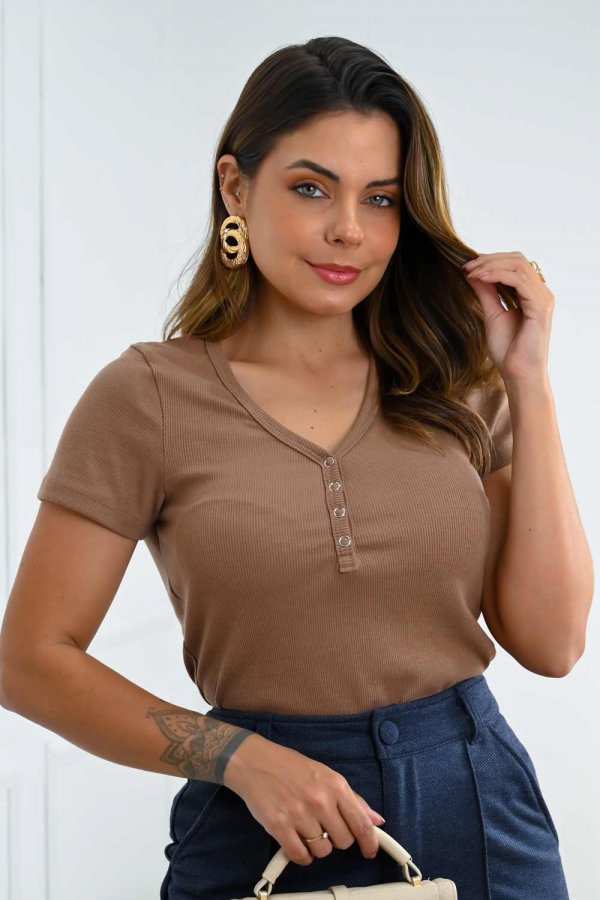 BLUSA FEMININA DE RIBANA BABI CAPPUCCINO
