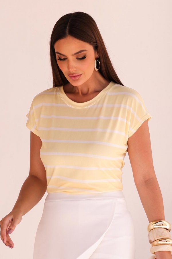 BLUSA FEMININA LISTRADA SIENA AMARELO