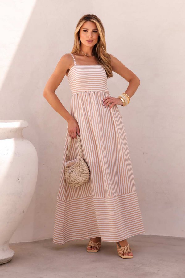 VESTIDO LISTRADO OLGA NATURAL