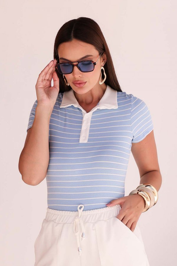 BLUSA LISTRADA FEMININA LUCI AZUL BEB
