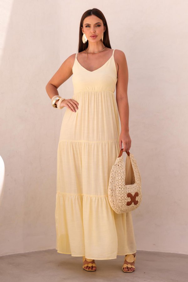 VESTIDO LONGO JSSICA MANTEIGA