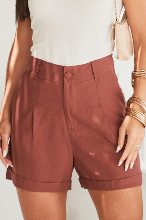 SHORTS FEMININO EM ALFAIATARIA DORA MARROM