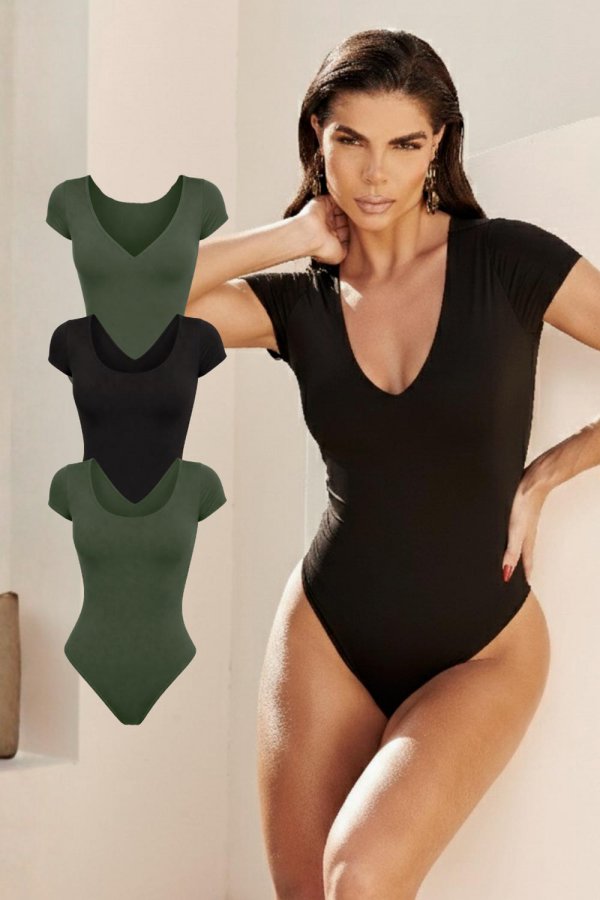 BODY DUPLA FACE POLIAMIDA CASSIA PRETO/VERDE