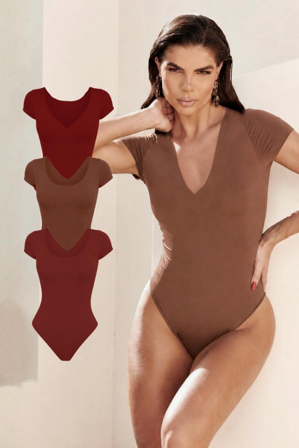 BODY DUPLA FACE POLIAMIDA CASSIA MARROM/BORDO