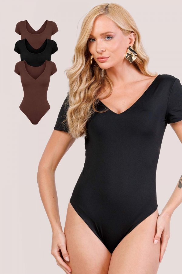 BODY DUPLA FACE POLIAMIDA CASSIA PRETO/MARROM