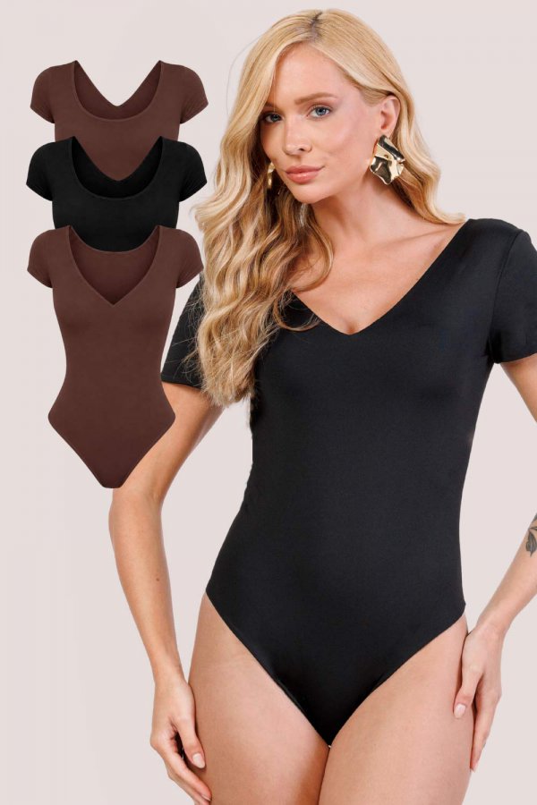 BODY DUPLA FACE POLIAMIDA CASSIA PRETO/MARROM