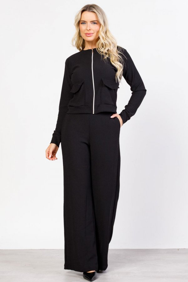 CONJUNTO FEMININO TEXTURIZADO MARILDA PRETO