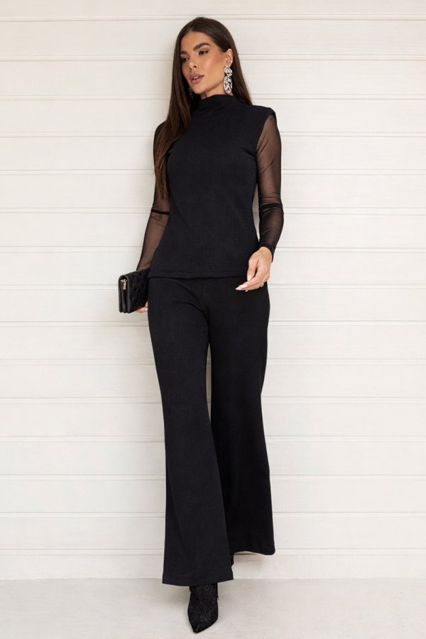 CONJUNTO FEMININO CANELADO CLARISSE PRETO