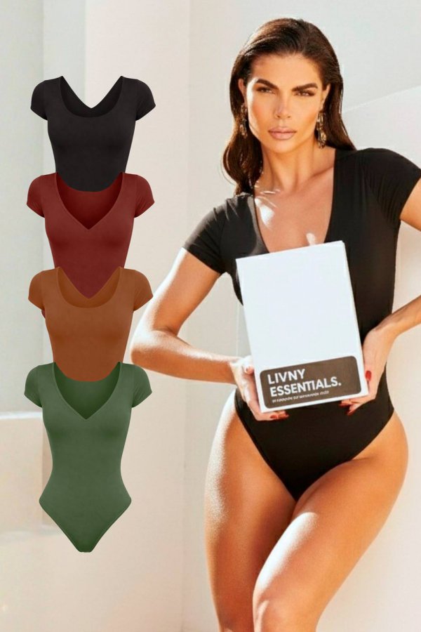 KIT DOIS BODYS DUPLA FACE POLIAMIDA CASSIA MARROM/BORDO - PRETO/VERDE