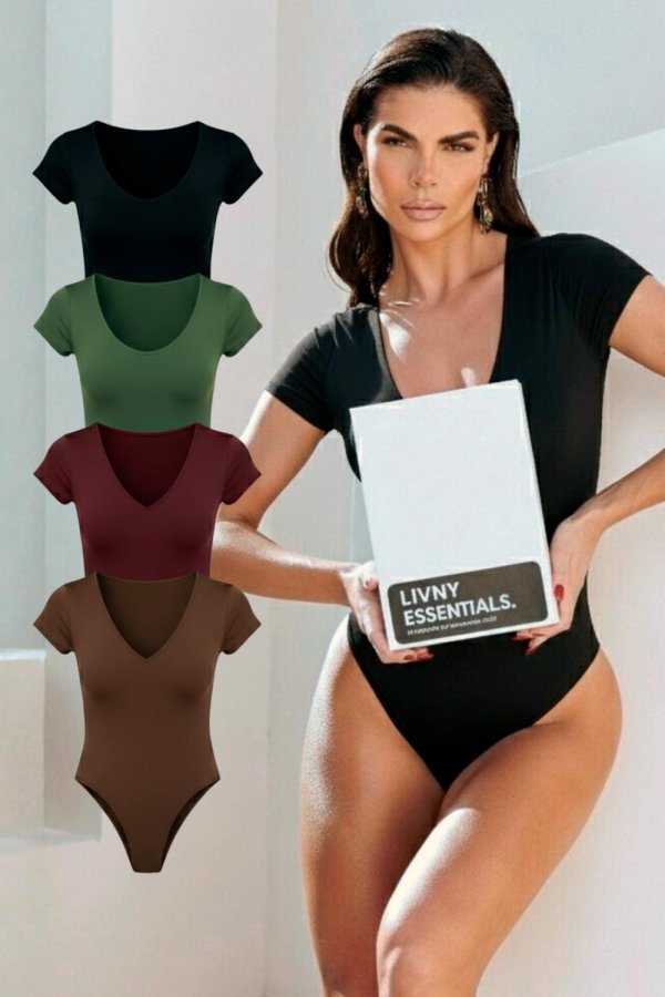 KIT DOIS BODYS DUPLA FACE POLIAMIDA CASSIA MARROM/BORDO - PRETO/VERDE