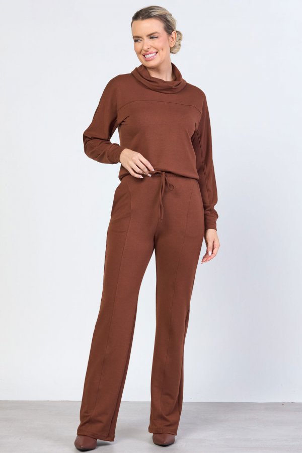 CONJUNTO FEMININO MOLECOTTON GAIA MARROM