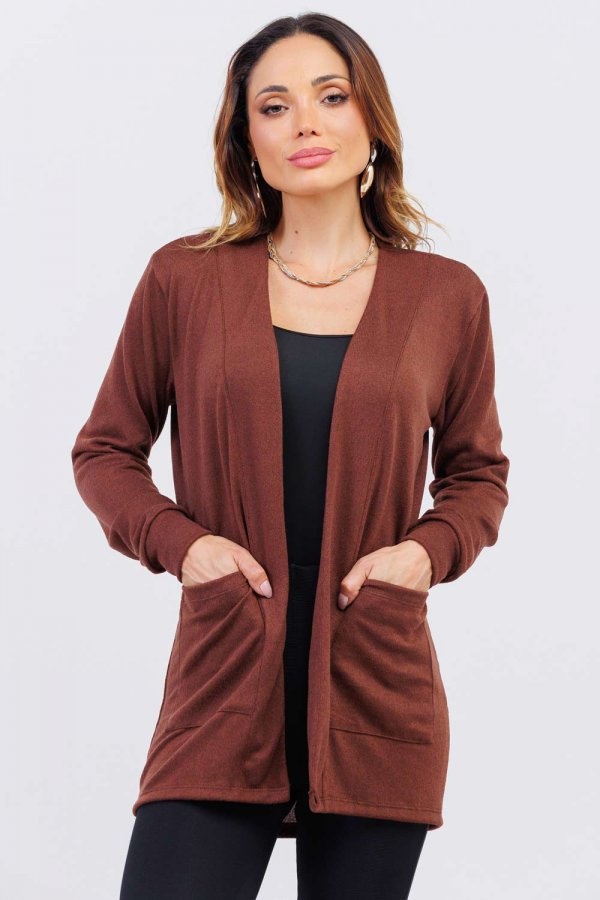 CARDIGAN FEMININO KALINE MARROM