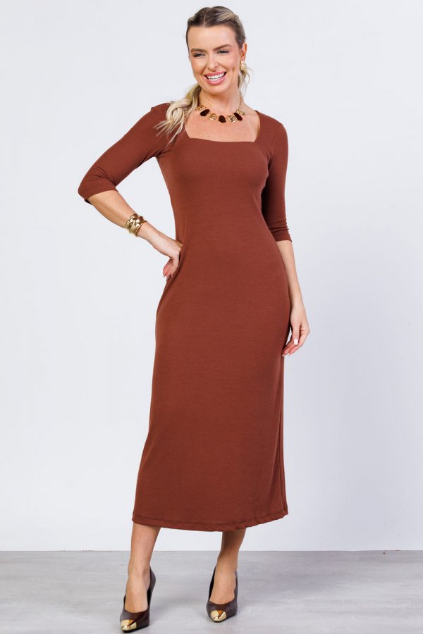 VESTIDO DE RIBANA LUISA MARROM