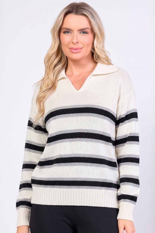 POLO TRICOT LISTRADA SOFIE BRANCO